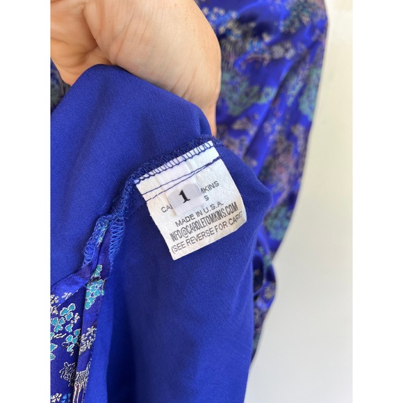 The Big‎ Shirt Carole Tomkins Asian Print Rayon Tunic Button Down Top Size 1 - Picture 4 of 8